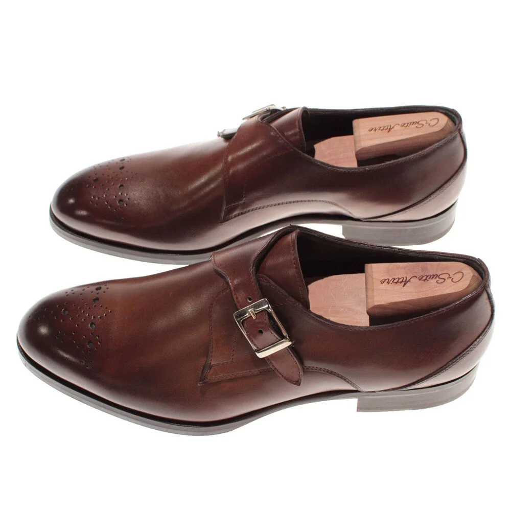 Pastori NWB Single Monk Strap Dress Shoes Size 10 US in Brown Leather